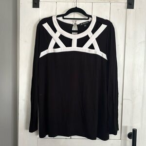 INC International Concepts - Lattice Top - BLK/WHT